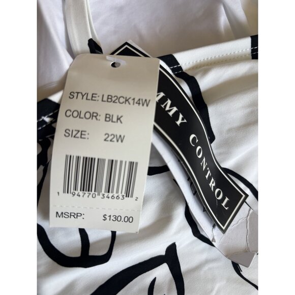 New La Blanca One Piece Swimsuit Size 22W Cut Out One Shoulder Black White - Picture 5 of 6